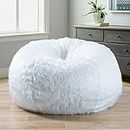 Deeku Fur Bean Bag Chair Without Bean, only Cover for Home and Office XXXL (White)