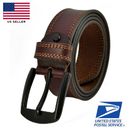 Mens 100%  Genuine FULL GRAIN Casual Leather Dress Belts Jeans Buckle US Stock