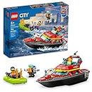LEGO City Fire Rescue Boat 60373 Building Toy Set (144 Pcs),Multicolor