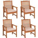 Patio Dining Chairs Set of 4 Outdoor Chair Acacia Wood Armchairs with Cushions