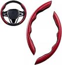 2Pcs Carbon Fiber Car Steering Wheel Cover for Chrysler Town Country 2011-2016, Breathable Anti-slip Comfortable Steering Wheel Accessories,Red