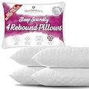 Slumberdown Hotel Quality Pillows 4 Pack - Bouncy Firm Support Side Sleeper Bed Pillow for Neck, Back and Shoulder Pain Relief - Comfortable, Soft Touch Quilted Cover, Hypoallergenic (48cm x 74cm)