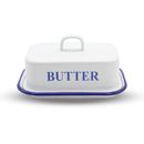 Butterdose KRÜGER "Husum" Lebensmittelaufbewahrungsbehälter Gr. B/H/L: 12 cm x 9 cm x 17 cm, weiß (weiß, blau) Butterdosen