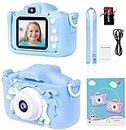CADDLE & TOES Kids Camera for Boys Girls, 20MP 1080P Digital Video Camera for Kids, Christmas Birthday Gift for Boys Age 4+to 12, Toy Camera for 4+ 5 6 7 8 9 10 Year Old (Baby Unicorn Blue)