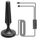 Digital HDTV Antenna Long Range 300 Miles Indoor Amplified Signal Booster Support 4K 1080P UHF VHF FM Local Channels with 13.4ft Coax Cable and USB Power Adapter