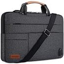 DOMISO 14" Multi-Functional Laptop Sleeve Business Briefcase Messenger Bag with USB Charging Port for 14" Laptops/Chromebook/Ultrabook/Apple/Lenovo/HP/Dell/ASUS/Acer, Black Zipper