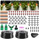 Drip Irrigation Kit,98FT/30M Irrigation System for Yard, Lawn, Patio,Automatic Misting Plant Garden Watering System with 1/4 inch 1/2 inch Distribution Tubing Hose Adjustable Nozzle Emitters Sprinkler
