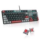 Mechanical Gaming Keyboard, MageGee 104 Keys Blue Backlit Gaming Keyboards with Red Switch, USB Wired Mechanical Computer Keyboard for Laptop, Desktop, PC Gamers(Gray & Black)