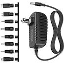 DC 5V 2A 2000mA Power Supply Cord Charger Multi Tips 10W AC Adapter with 8 Selectable Multiple Switching Connectors for TV Box LED Lights Strip Tablets Webcam Camera Speaker Router Transformer ect