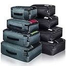 Packing Cubes Luggage Bags Organizer Durable Travel Accessories With Clothing Label, 8 set - Black/Grey, One_Size