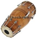 Tambor instrumento musical de madera Dholak Naal perno marrón con bolsa de transporte PRS
