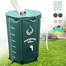 Moongiantgo 100 Gallon Collapsible Rain Barrel with Scale Line - 1000D PVC Portable Water Storage Tank - Rainwater Collection System with Filter Spigot Overflow Kit to Collect Rainwater from Gutter