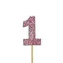 Anniversary House-J059 J059-12 decorazioni per torte con glitter rosa, 2,3 x 3,8 cm, 1 pezzo, Number 1 Pink, J059