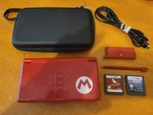 Nintendo DS Lite - Red Super Mario Limited Ed. Console + 2 Games, Charger & Case