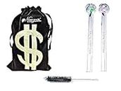 Newzenx Oil Burner Smoking Love Rose Pipe 6 Inch (2 Pieces Combo Pack 12mm/Tube) Incl. Pipe Cleaner & Velvet Pouch