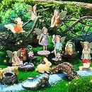 19 Pcs Fairy Garden Accessories Fairy Garden Kit Including Garden Miniatures Fairies Fairy Garden Animals Cute Tiny Mushrooms Mini Pond Bridge Figurines Miniature Figurines Micro Landscape Ornaments