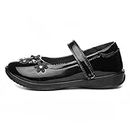 Walkright Girls Black Patent Flower School Shoe - Size 13 Child UK - Black