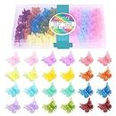 Hoyols Mini Butterfly Hair Clips, Colorful Hair Accessories for Girl Women, Small Tiny Mini Claw Hair Clips Braids Pastel Rainbow 2000s Kids 12 Baby Colors 48 pcs (Jelly Color)