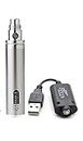 GS eGo II 2200mAh E-Cigarette e Cig Indicador LED de 3 colores Batería y cargador USB, sin nicotina y tabaco (plata)