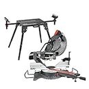 Excel 12" 305mm Sliding Mitre Saw Double Bevel 1800W/240V ~ 50Hz & Laser with Universal Stand - Variable Speed 5000RPM - Compound Cut 235 x 60mm - Blade - clamp - Dust Bag