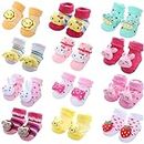 Kidbee Baby Socks Assorted Prints Crawling Anti Skid Griped Socks (0-12 Months) (Girls Color, 2)