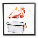 Bay Isle Home™ Flamingo Bath Time Charming Bubble Detail by Jennifer Redstreake - Painting Print Wood in Brown | 12 H x 12 W in | Wayfair