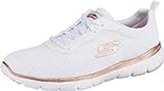 Skechers Flex Appeal 3.0 First Insight, Sneakers Mujer, Blanco (White Mesh Rose Gold Trim), 38.5 EU