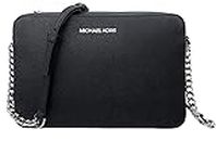 Michael Kors Women's Jet Set Item Crossbody Bag in Black with Silver hardware, Signature Black, (49S2CRHS1B)