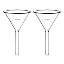 40mm Glass Funnel, Short Stem 3.3 Borosilicate Glass Funnel for Science Labs and Home Kitchen Use, HUAOU, Pack of 2