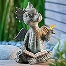 Garden Statues ，Solar Garden Ornaments Outdoor,Garden Resin Dragon Butterfly Statues,Weatherproof Dinosaur Sculpture Wall Decoration,Waterproof Resin Gnome Garden Statues and Figurines for Patio Lawn
