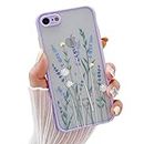 Compatible with iPhone 6/6S for Girl Woman, Floral Flower Pattern Slim Design, Protective Hard PC Back with Soft Shockproof TPU Bumper Phone Case for iPhone 6/6S (Light Purple)