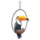 Design Toscano Tropical Sculpture Perch, Touco The Toucan On Ring Statue, Full Color Finish