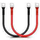Lpluziyyds Cable inversor de batería, 2 cables de carga de batería de coche de 5 AWG 50 cm, 12 V, rojo y negro, con terminales de anillo M10, alambre de cobre para camión, motocicleta, solar, RV,