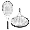HEAD Geo Speed Adult Tennis Racket - Pre-Strung Head Light Balance 27.5 Inch Racquet - 4 3/8 In Grip, Black/White