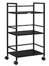 WINSTAR Metal Rolling Trolley with Lockable Wheels | Heavy Duty Multifunctional Metal Frame Cart | Ideal for Home, Kitchen, Bathroom and Office Storage | (Black, 3-Tier)