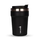 Cafe JEI 380ml Insulated Coffee Travel Mug: Leakproof Lid, Stainless Steel Thermos for Hot & Cold Drinks, Reusable Cup for Men and Women (Radiant Black)