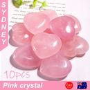 10X Heart Shaped Natural Rose Quartz Crystal Palm Healing Love Gemstone Pink AU