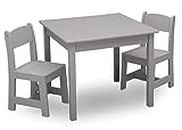 Delta Children MySize Kids Wood Table and Chair Set (2 Chairs Included) - Ideal for Arts & Crafts, Snack Time & More - Greenguard Gold Certified, Grey, 3 Piece Set