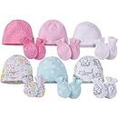 Onesies Brand Baby Girls' 12-Piece Cap and Mitten Set, cats, Newborn