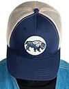 Funky Junque Men's Trucker Patch Hat: Buffalo Geometric (Navy/Beige)