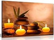 Aromatic Candles & Zen Stones Canvas Wall Art Picture Print (18x12in), Living Room