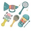 Giaford Montessori Musical Instruments for Babies and Toddlers Kids Musical Toy Set with Rattle Maracas,Trumpet, Xylophone and Handheld Drum for Preschool Boys and Girls Christmas Birthday Gift