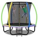HeyZoo Trampoline for Kids and Adults, 8FT 10FT Trampoline with Enclosure and Step Ladder, Safety Net Pad, Outdoor Round Spring, Max Limit 450KG, ASTM Approved, Multi Color, 8FT
