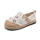 Dajingkj Espadrilles for Women Flat Slip on Loafers House Shoes Floral Embroidered Shoes Casual Linen Everyday Hiking Shoes, Beige, 6.5
