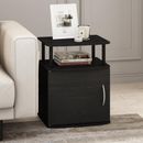 Furinno End Table 23.98"H Living Room Rectangle Cabinet Modern Black (2-Set)