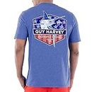 Guy Harvey Men’s Threadcycled Short Sleeve T-Shirt, Heather Royal/American Marlin, X-Large