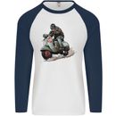 Scooter Schädel MOD Moped Motorrad Biker Herren L/S Baseball T-Shirt