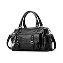 NICOLE & DORIS Handbags & Shoulder Bags for Women Vintage Multiple Pockets Top Handle Bags Fashion Women's Cross-body Bags Small Diagonal Bag PU Leather Black