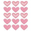 sourcing map Heart Shaped Iron on Patches Pink Embroidered Sew on Love Applique Patches for Clothing Jackets Backpack Shoes Repairing Decorations Pack of 15