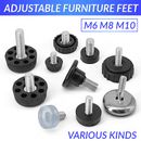 ADJUSTABLE FURNITURE FEET M6 - M10 SCREWS LEVELING FOOT WITH WITHOUT INSERT NUTS